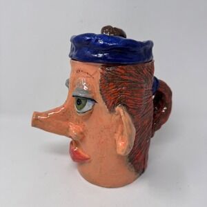Abstract Studio Pottery Face Sculpture Hand-Built Ceramic Art